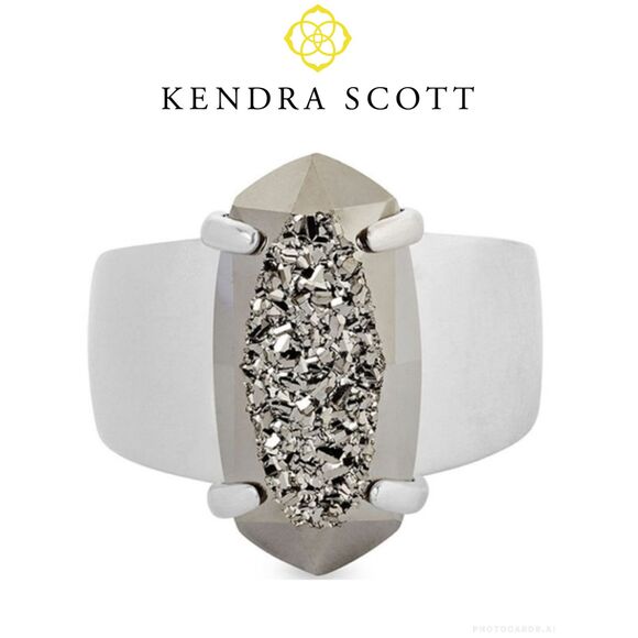 Kendra Scott Jewelry - NWOT Kendra Scott Harrison Silver Cocktail Platinum Drusy Ring Size 8